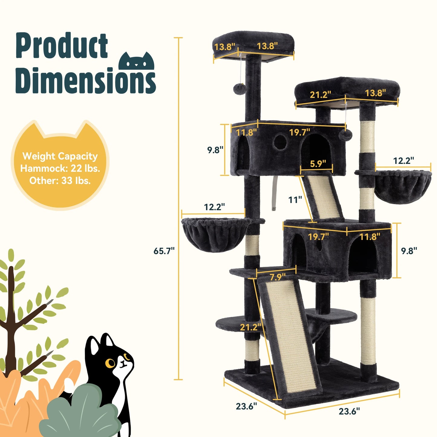 65in Multi-Level Large Cat Tree Tower