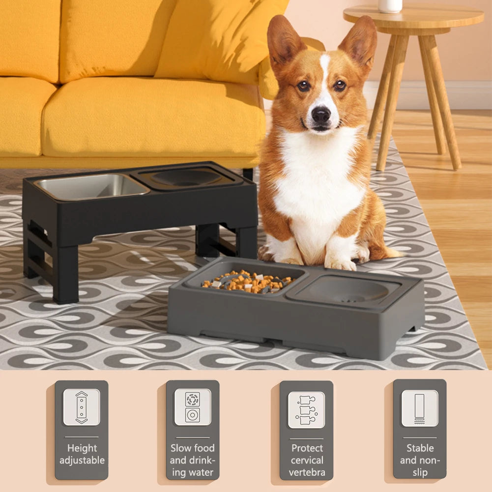 3 In 1 Stainless Steel Slow Feed Drinking Water Bowls