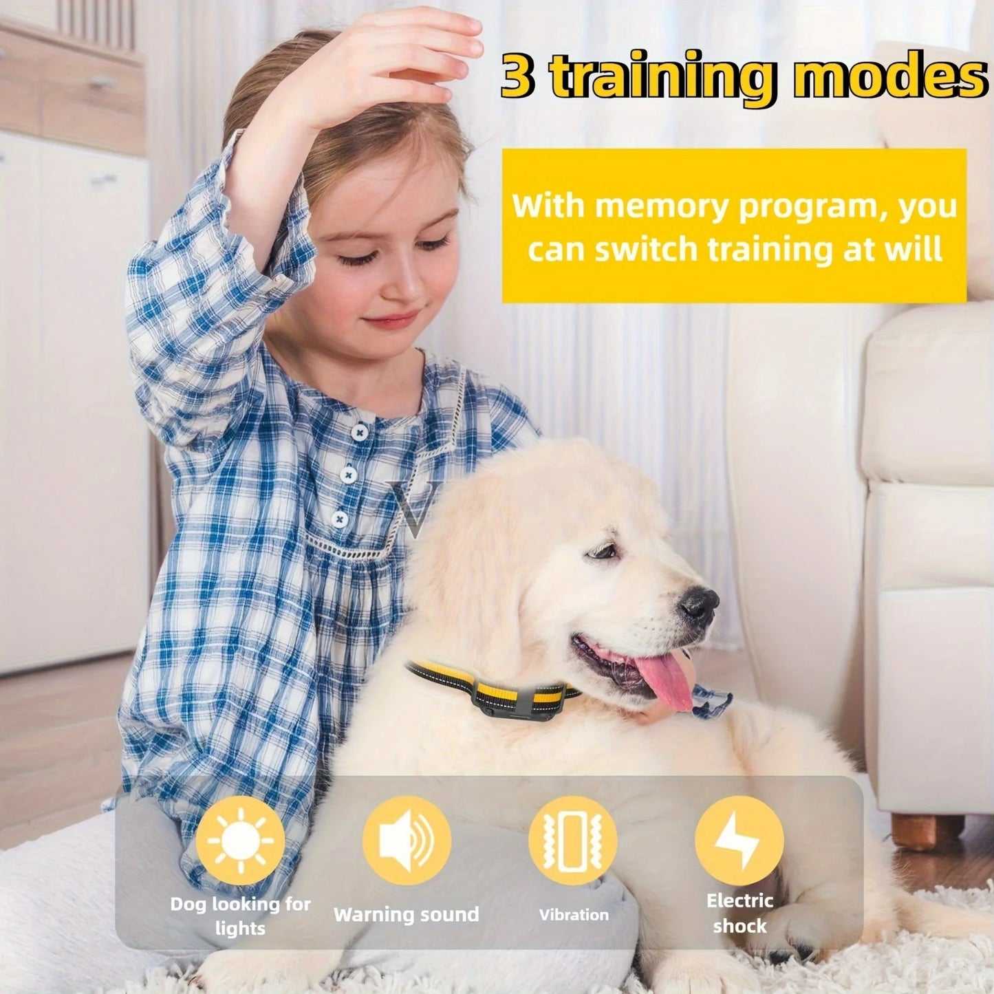 Rechargeable training collar with shock vibration