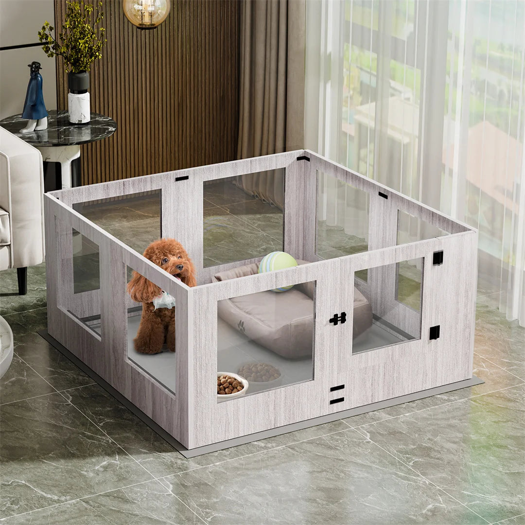Tempered Glass Waterproof Playpen for Puppies