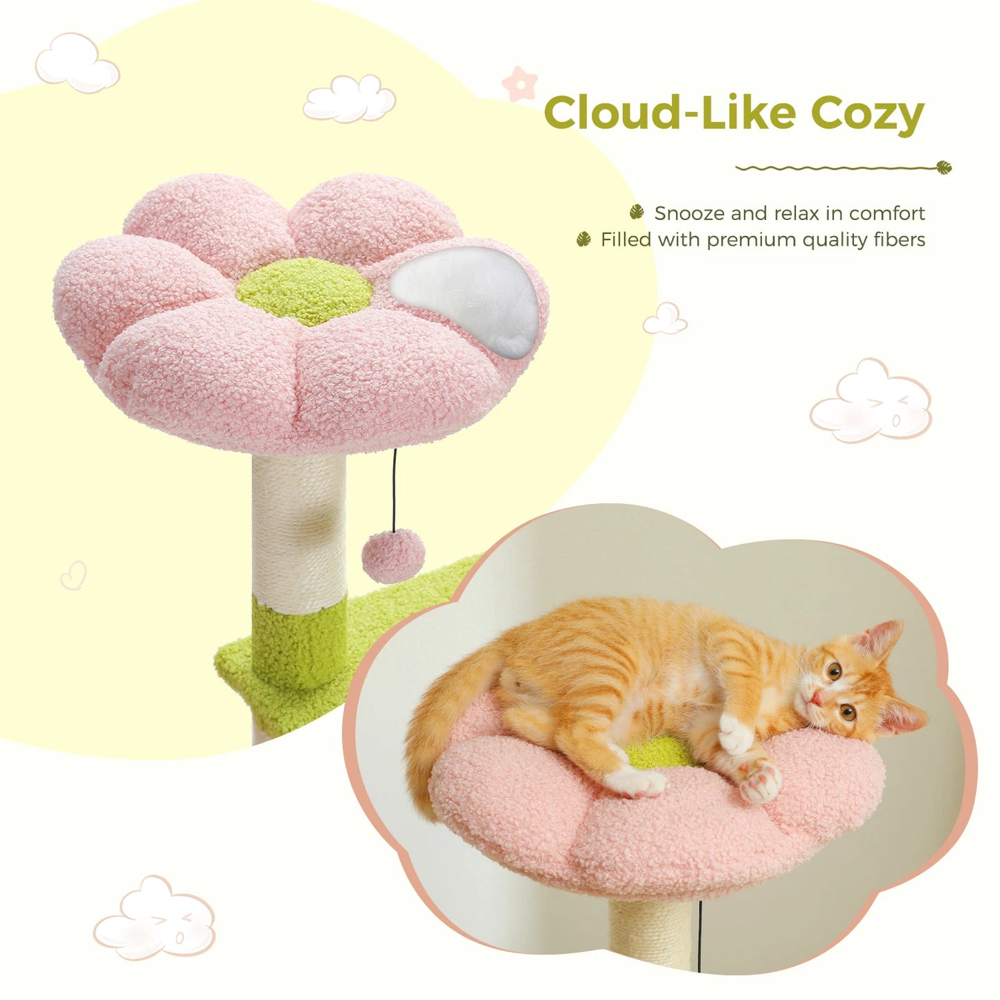 Flower Multi-Level Cat Tower with Sisal Covered Scratching Posts