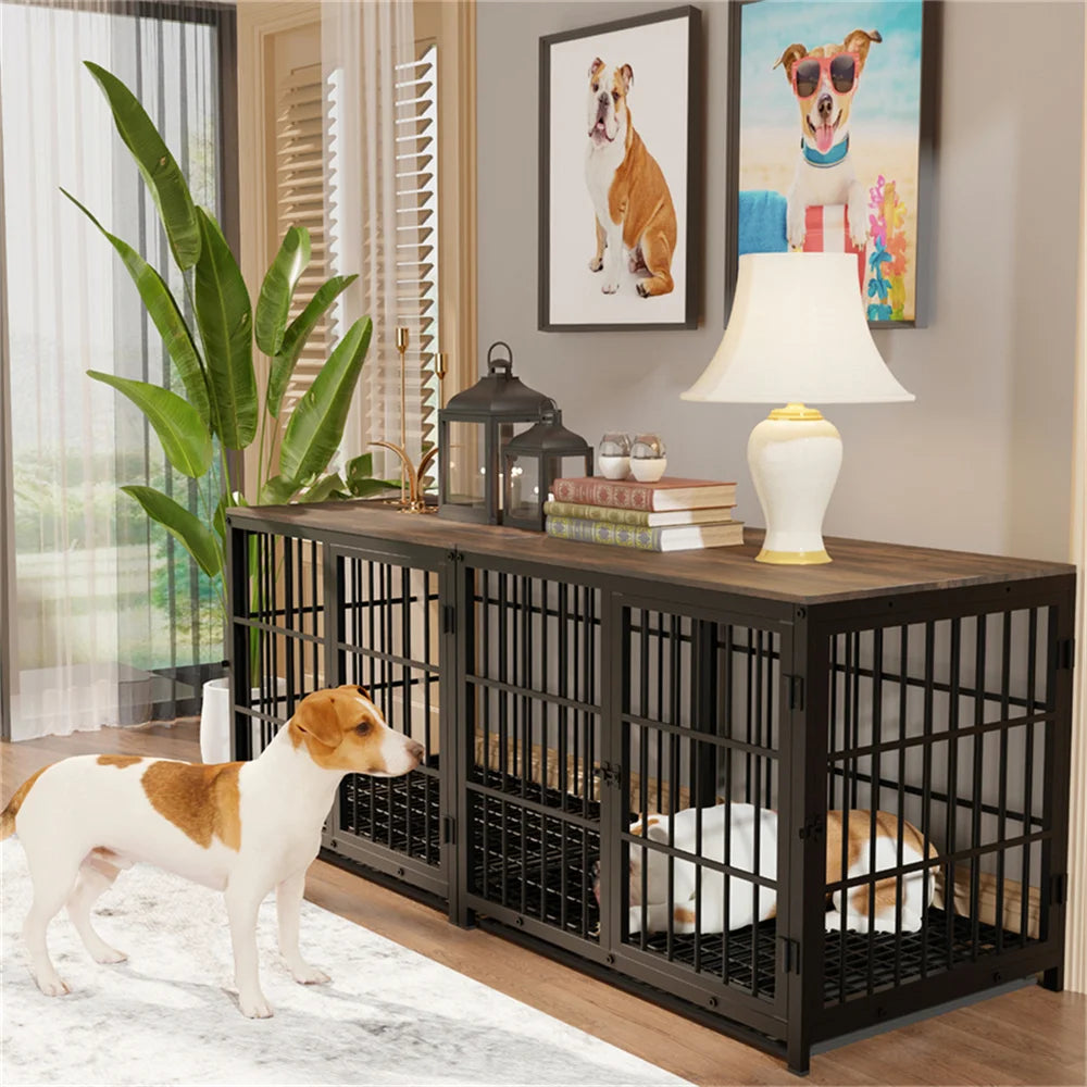 Large Wooden Dog Crate and Kennel End Table
