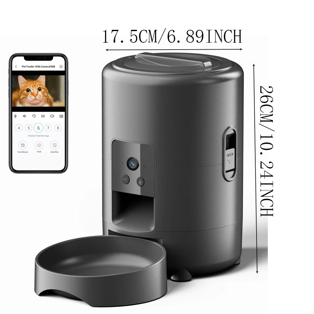 Smart automatic pet feeder with camera