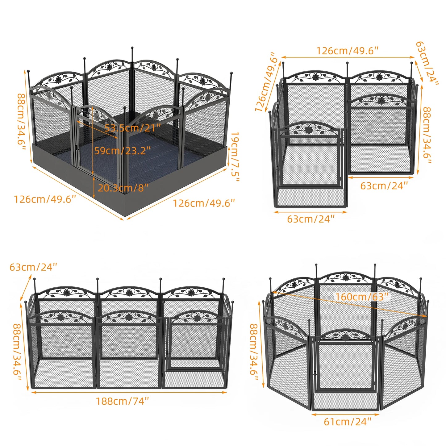 8 Panels Heavy Duty Outdoor Indoor Metal Fence For Dogs