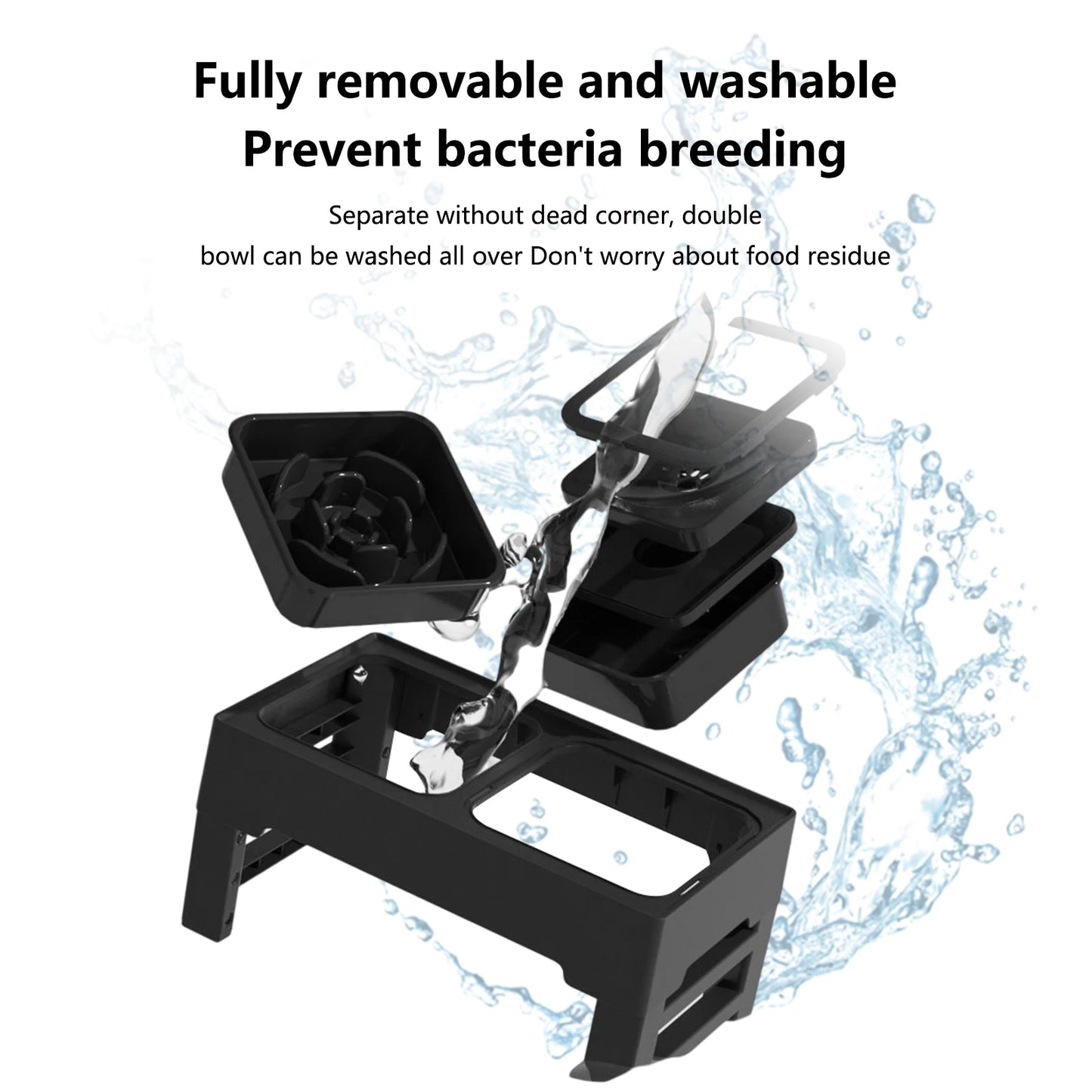 3 In 1 Stainless Steel Slow Feed Drinking Water Bowls