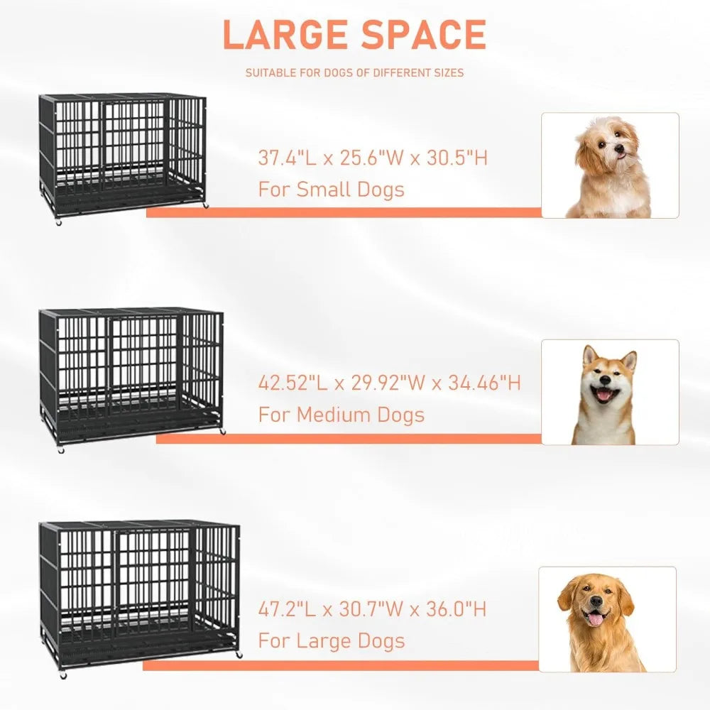 48/38 inch Heavy Duty Dog Crate,and Kennel with Double Doors