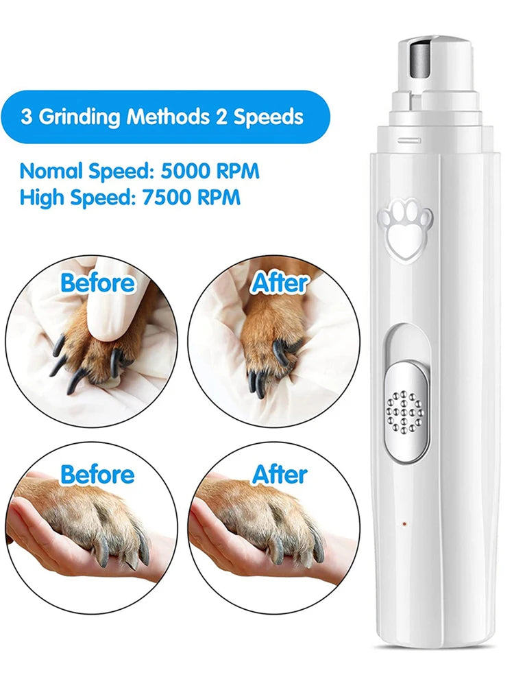 Electric Dog Nail Grinder USB Rechargeable LED Light