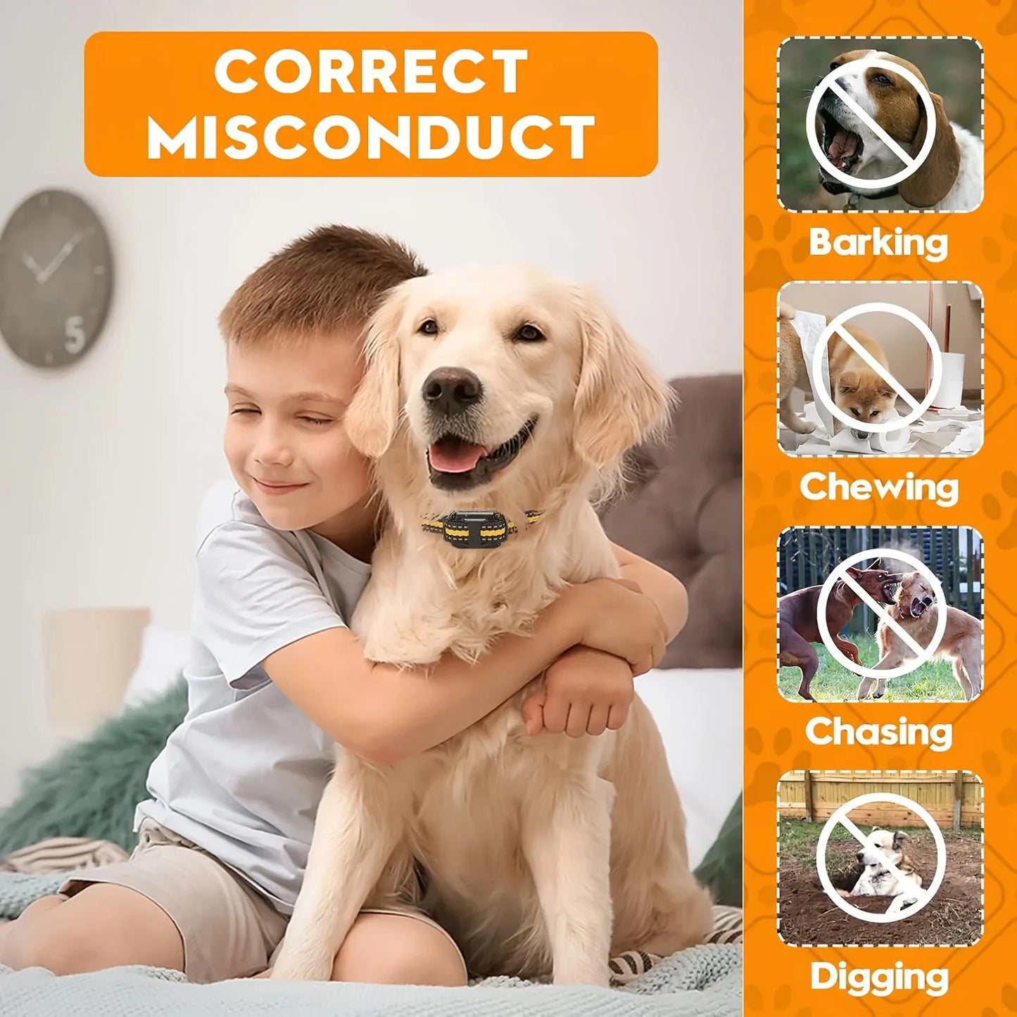 Rechargeable training collar with shock vibration