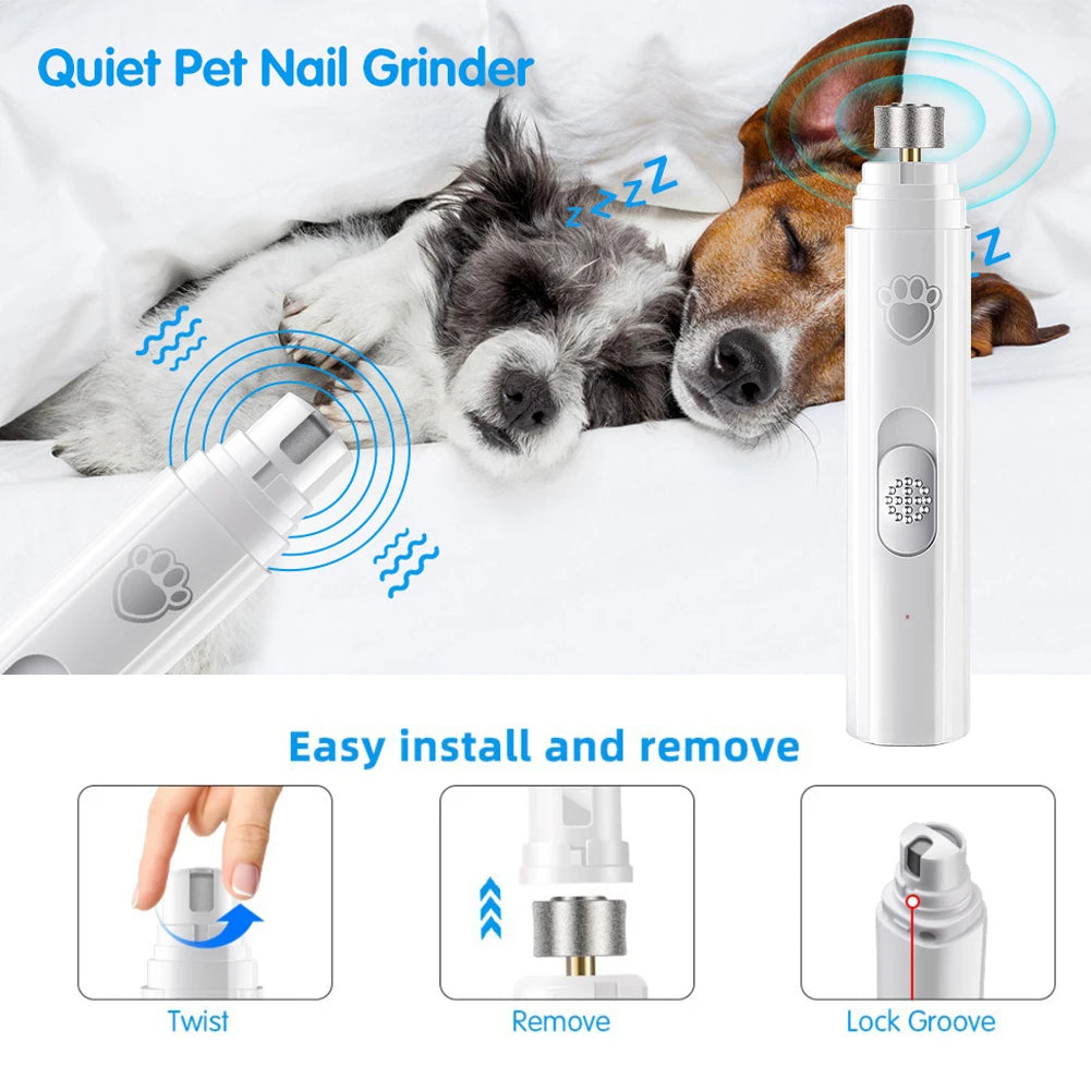 Electric Dog Nail Grinder USB Rechargeable LED Light