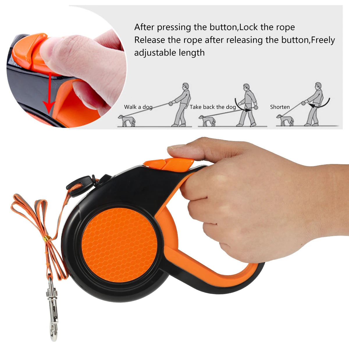 8M Retractable Dog Lead Heavy Duty Pet Walking Leash