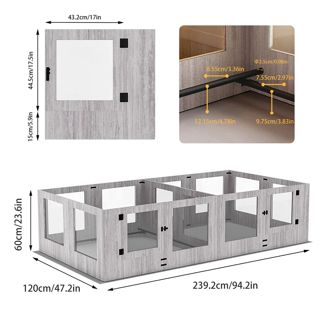 Tempered Glass Waterproof Playpen for Puppies