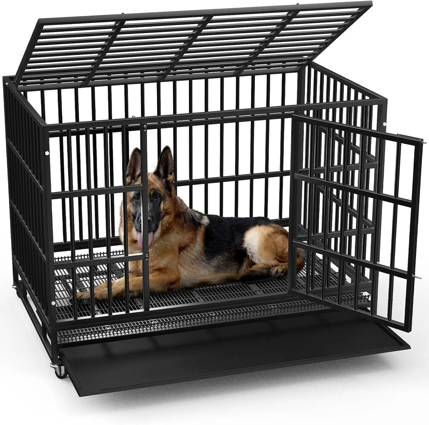 48/38 inch Heavy Duty Dog Crate,and Kennel with Double Doors