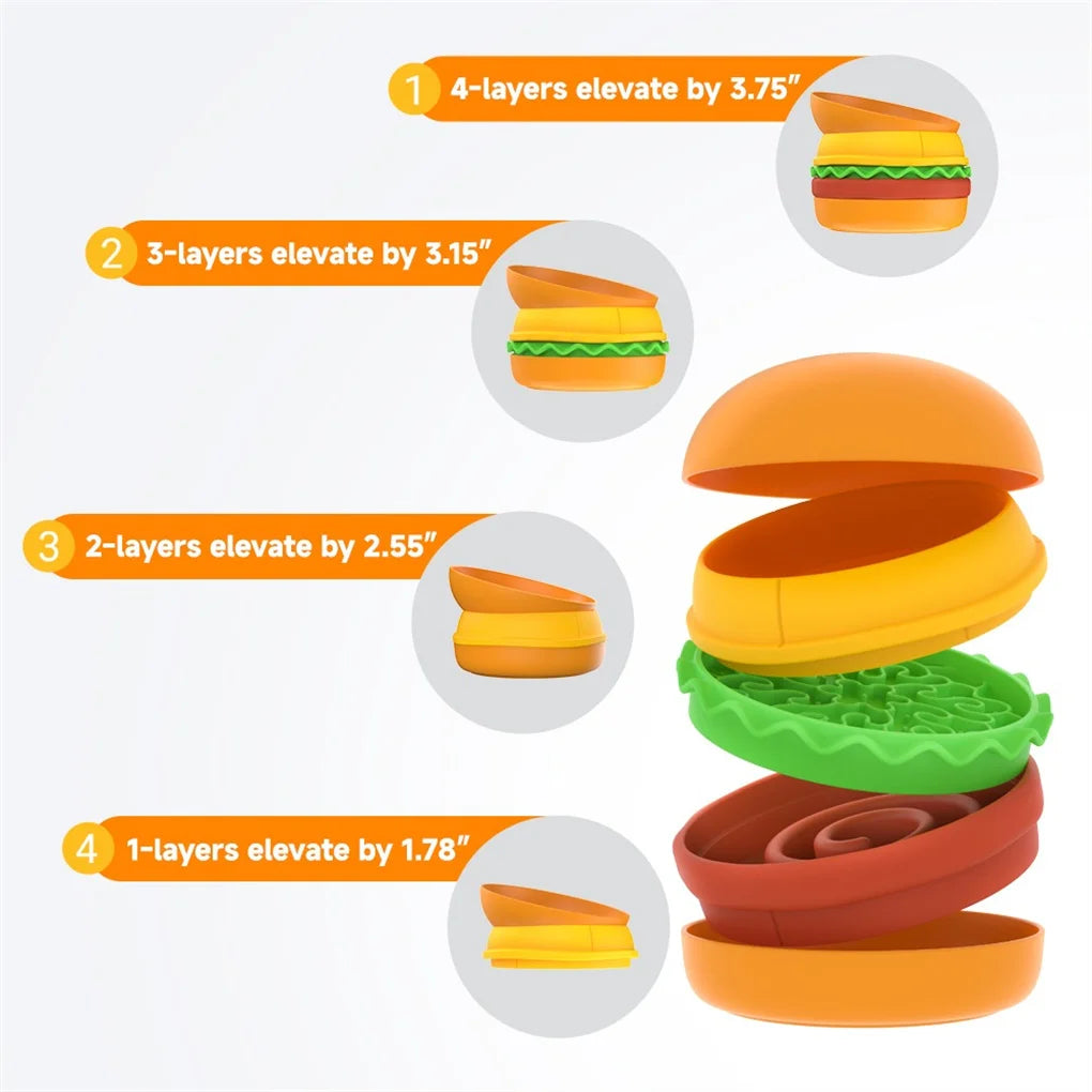 5-in-1 Burger Pet Bowls Set -