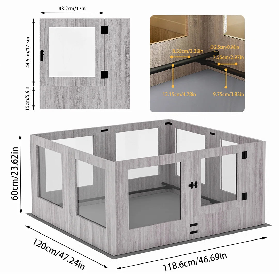 Tempered Glass Waterproof Playpen for Puppies