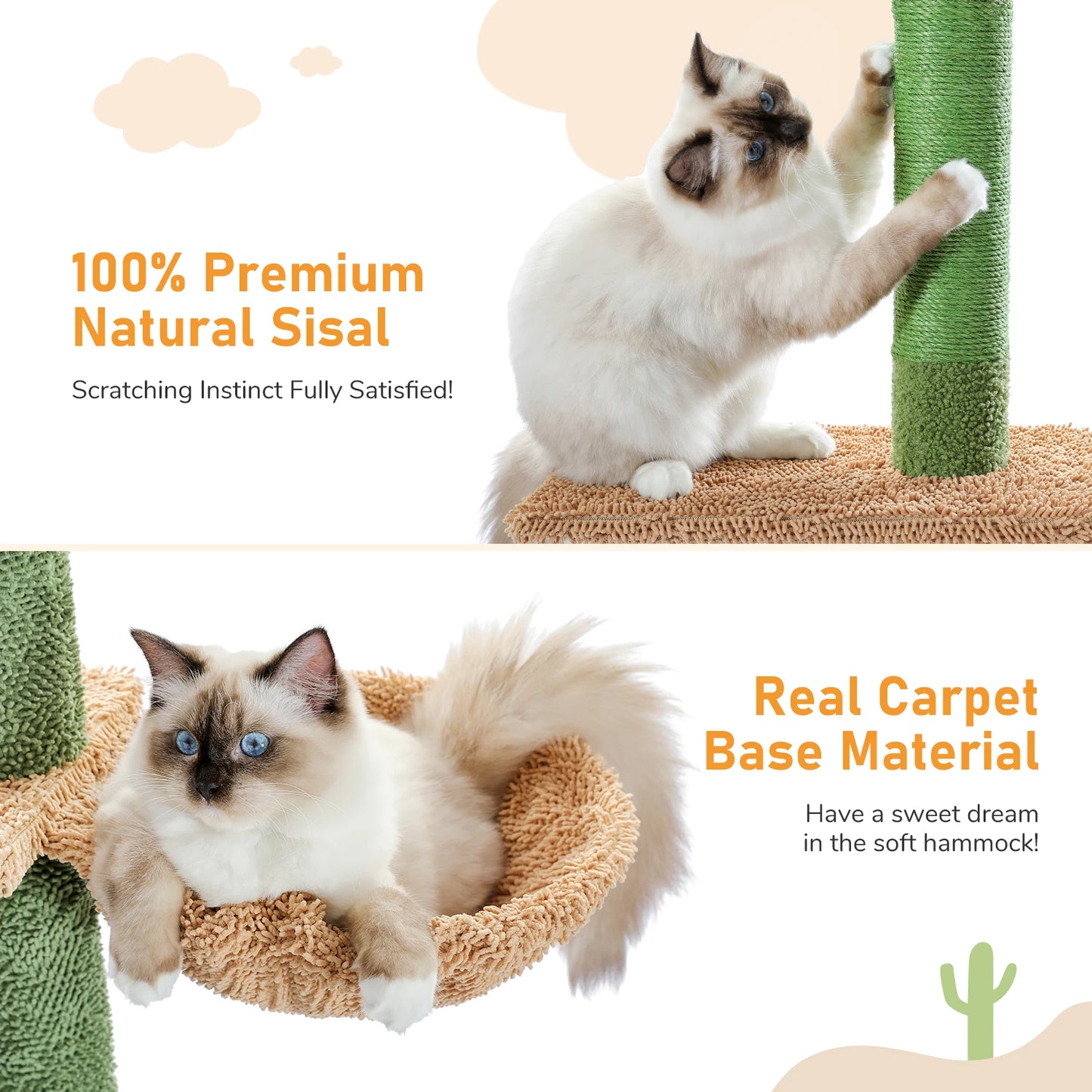 5-Tier Floor to Ceiling Cat Tower Cactus Climbing Tree