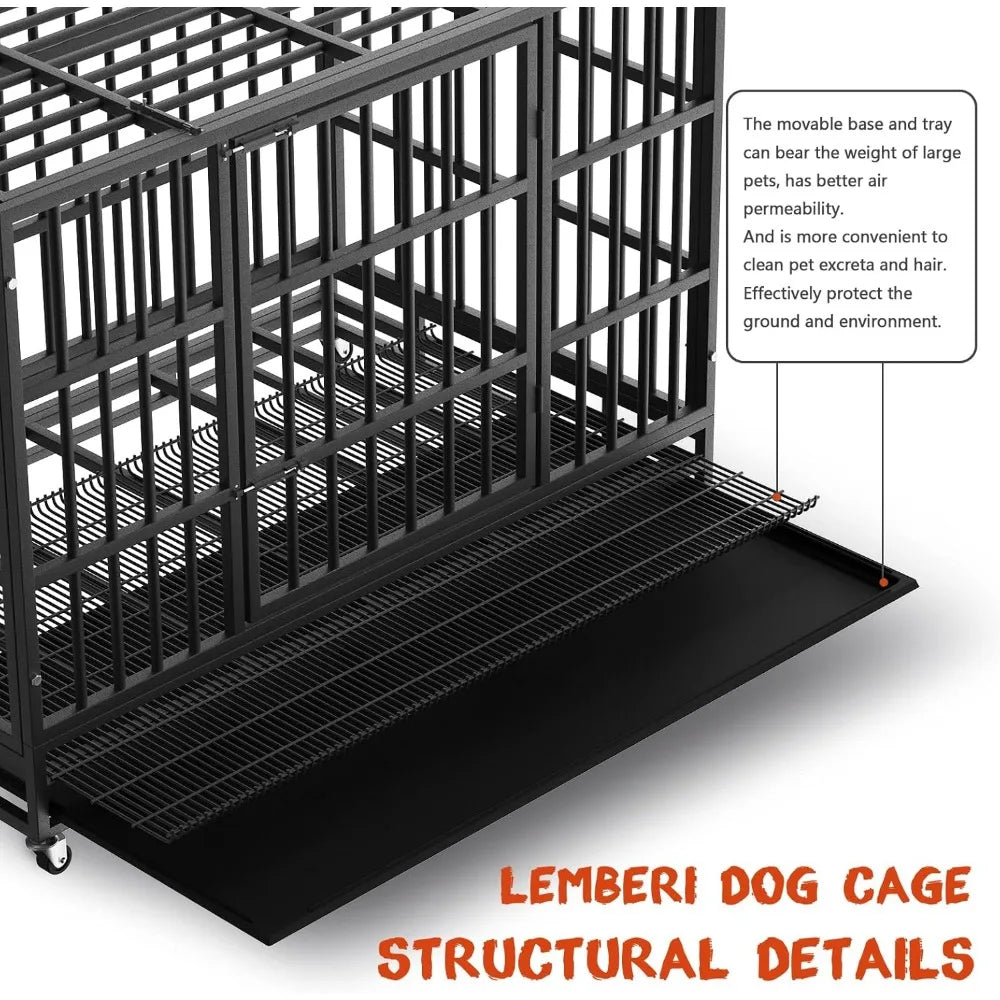 48/38 inch Heavy Duty Dog Crate,and Kennel with Double Doors