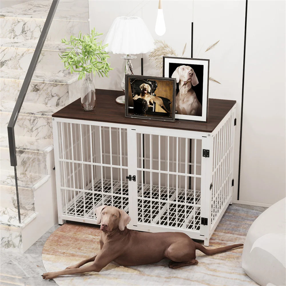 Large Wooden Dog Crate and Kennel End Table