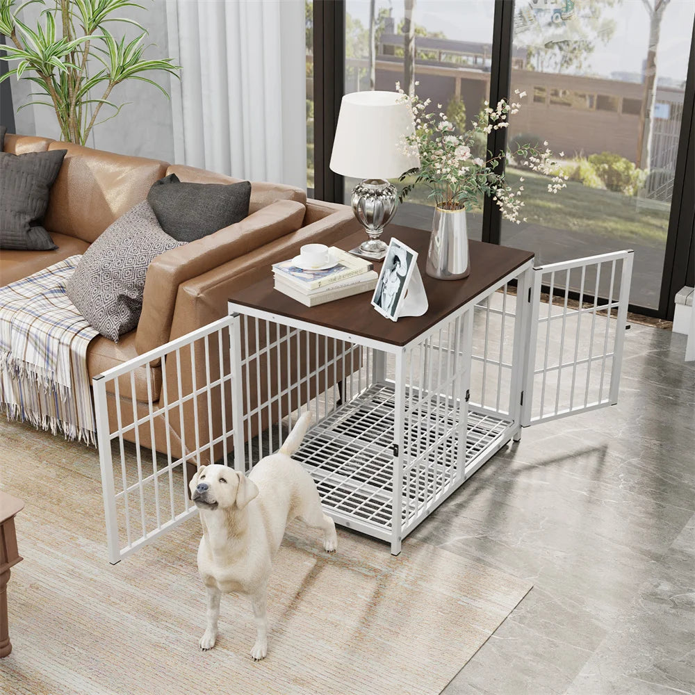 Large Wooden Dog Crate and Kennel End Table