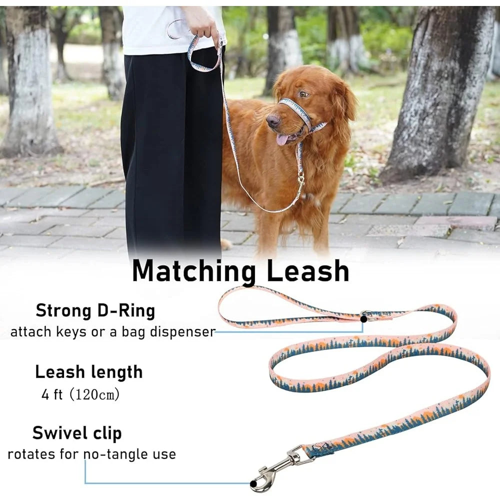 Dog Head Collar Anti-Pulling Halter with Leash