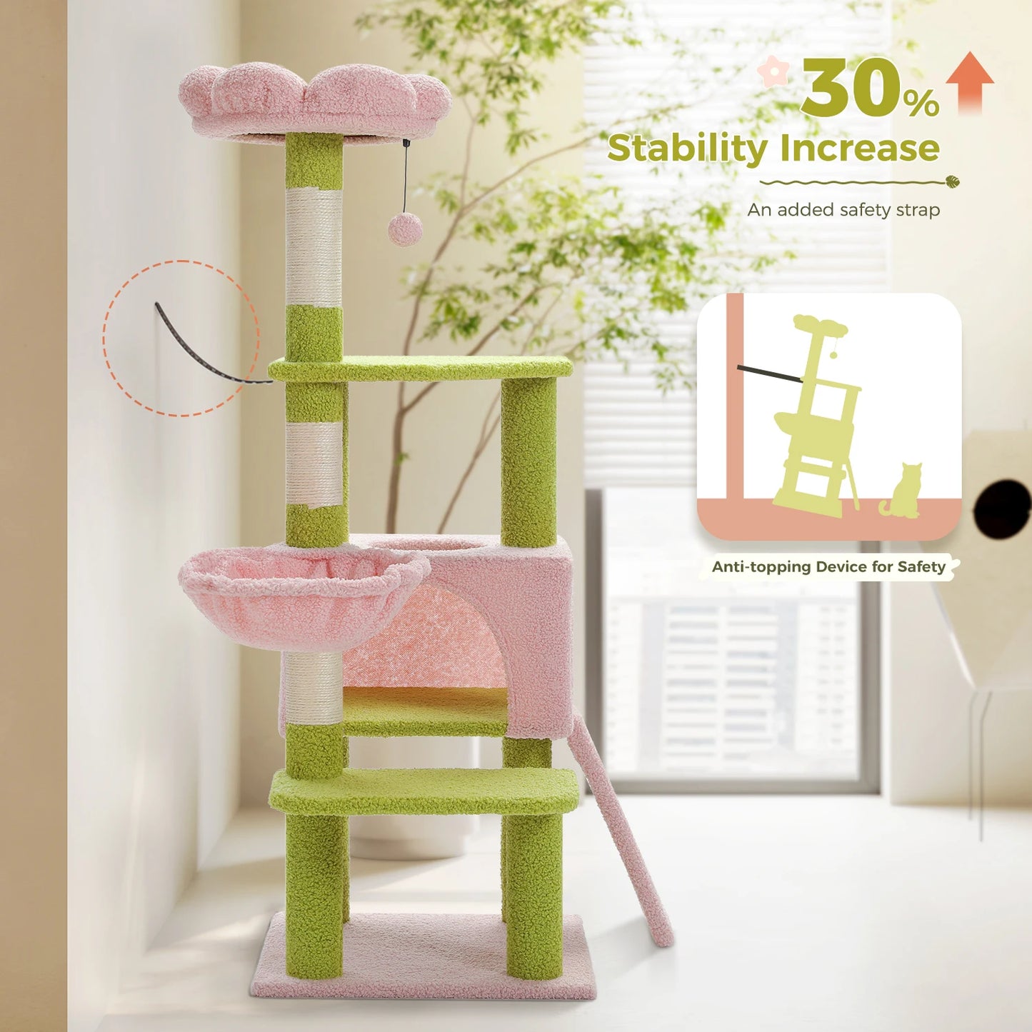 Flower Multi-Level Cat Tower with Sisal Covered Scratching Posts