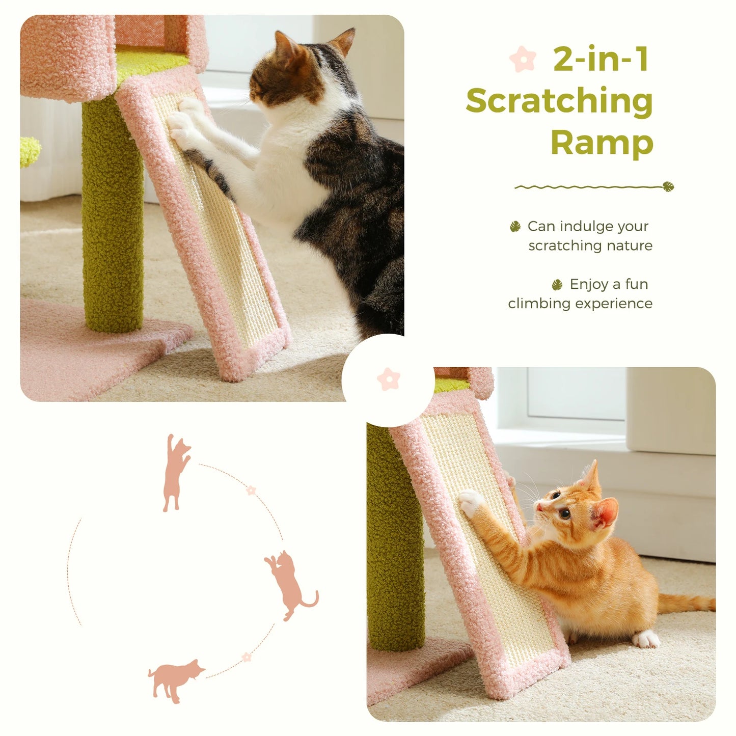 Flower Multi-Level Cat Tower with Sisal Covered Scratching Posts