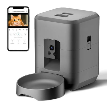 Smart automatic pet feeder with camera
