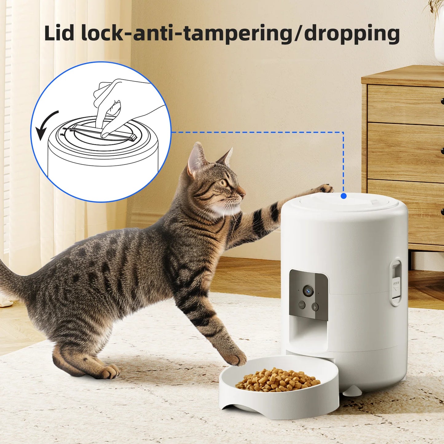 Smart automatic pet feeder with camera