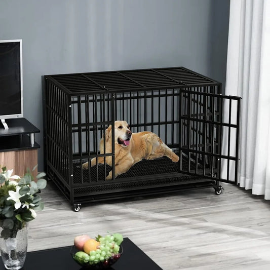 48/38 inch Heavy Duty  Dog Crate,and  Kennel with  Double Doors