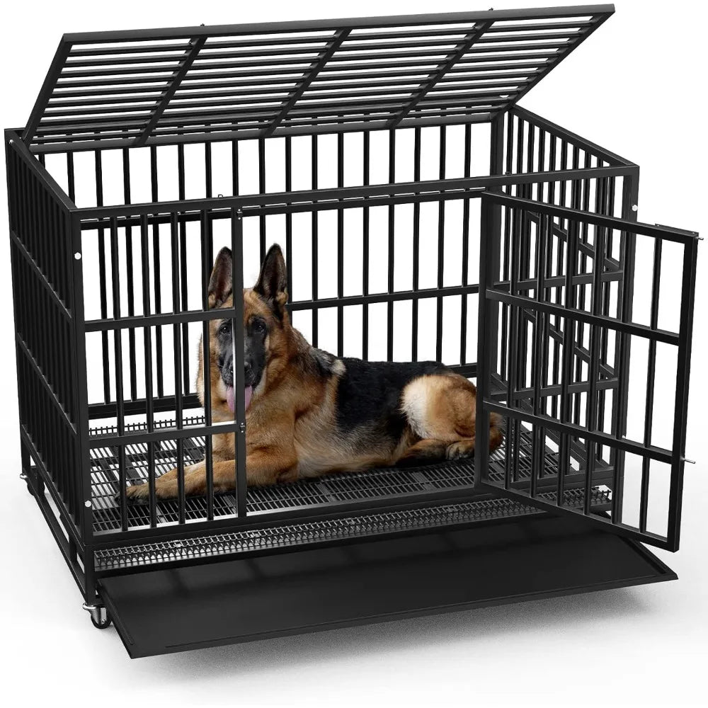 48/38 inch Heavy Duty  Dog Crate,and  Kennel with  Double Doors