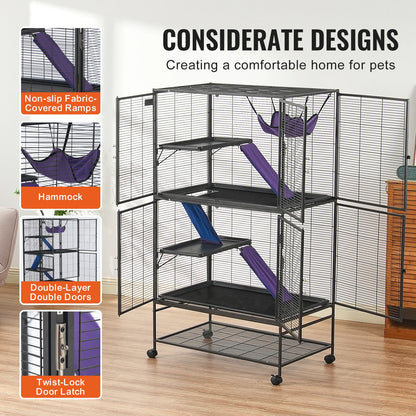64.6" Rolling Metal Ferret Cage