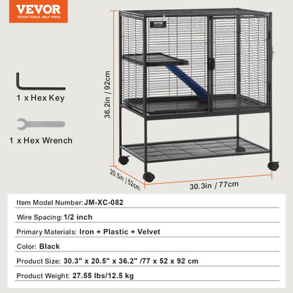 64.6" Rolling Metal Ferret Cage