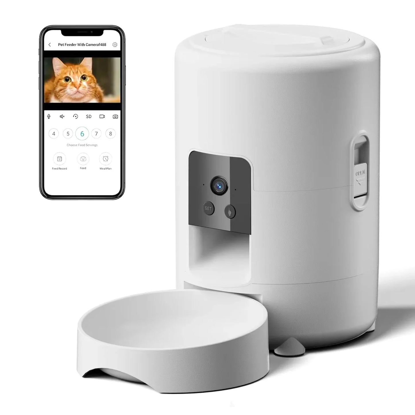 Smart automatic pet feeder with camera