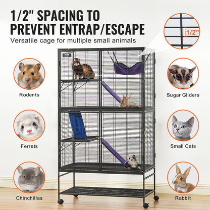 64.6" Rolling Metal Ferret Cage