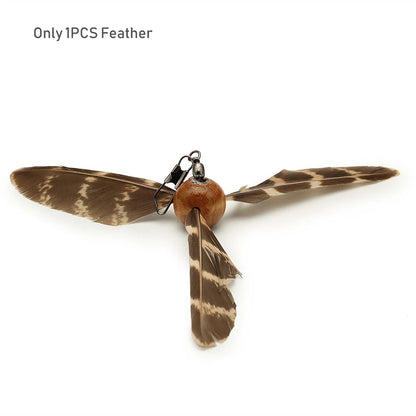 Rotating feather cat teaser toy