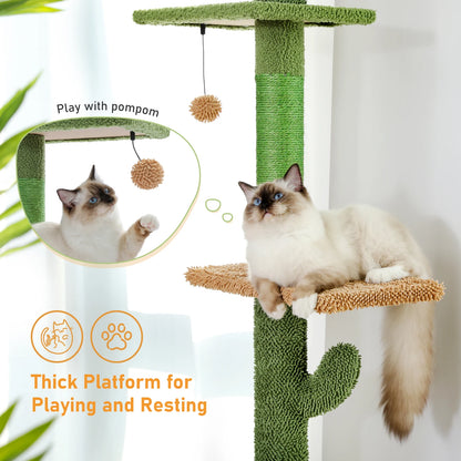 5-Tier Floor to Ceiling Cat Tower Cactus Climbing Tree