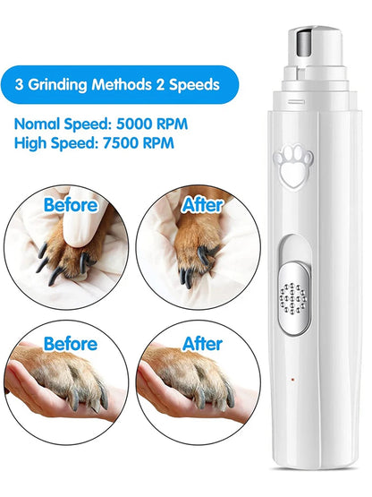 Electric Dog Nail Grinder USB Rechargeable LED Light