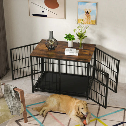 Large Wooden Dog Crate and Kennel End Table