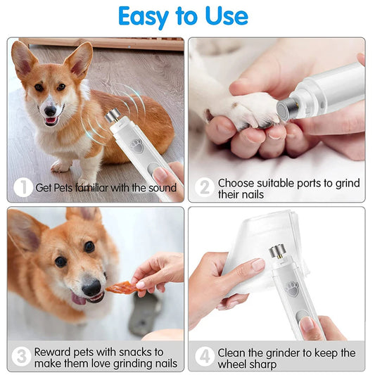 Electric Dog Nail Grinder USB Rechargeable LED Light