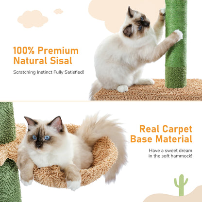 5-Tier Floor to Ceiling Cat Tower Cactus Climbing Tree