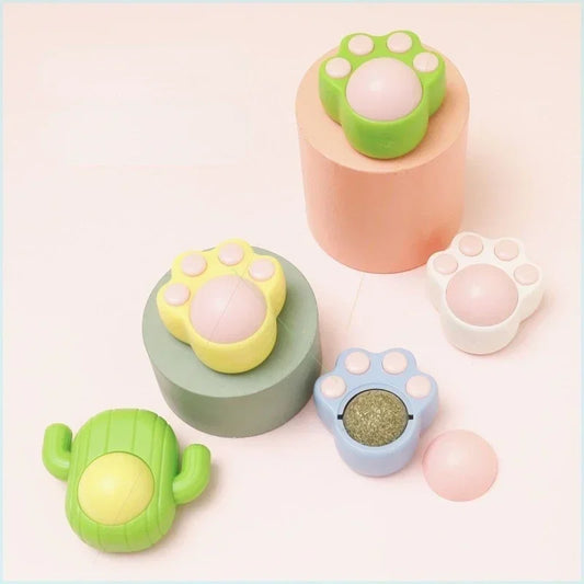 Cat Wall Stick-on Ball Toy Treats Healthy Digestion