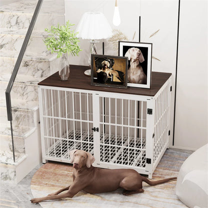 Large Wooden Dog Crate and Kennel End Table