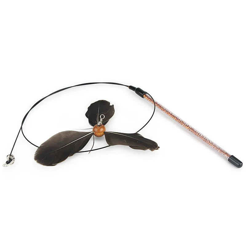 Rotating feather cat teaser toy
