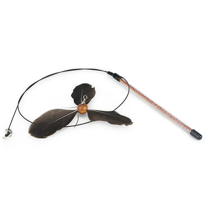 Rotating feather cat teaser toy
